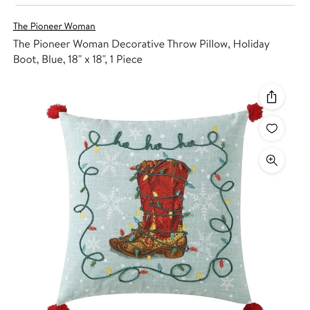 The Pioneer Woman Red and Green Holiday Boot Pillow